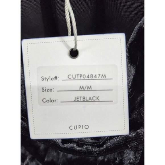 Cupio Black Velvet Draped Neck Top Short Sleeve NWT  Medium - Picture 4 of 7